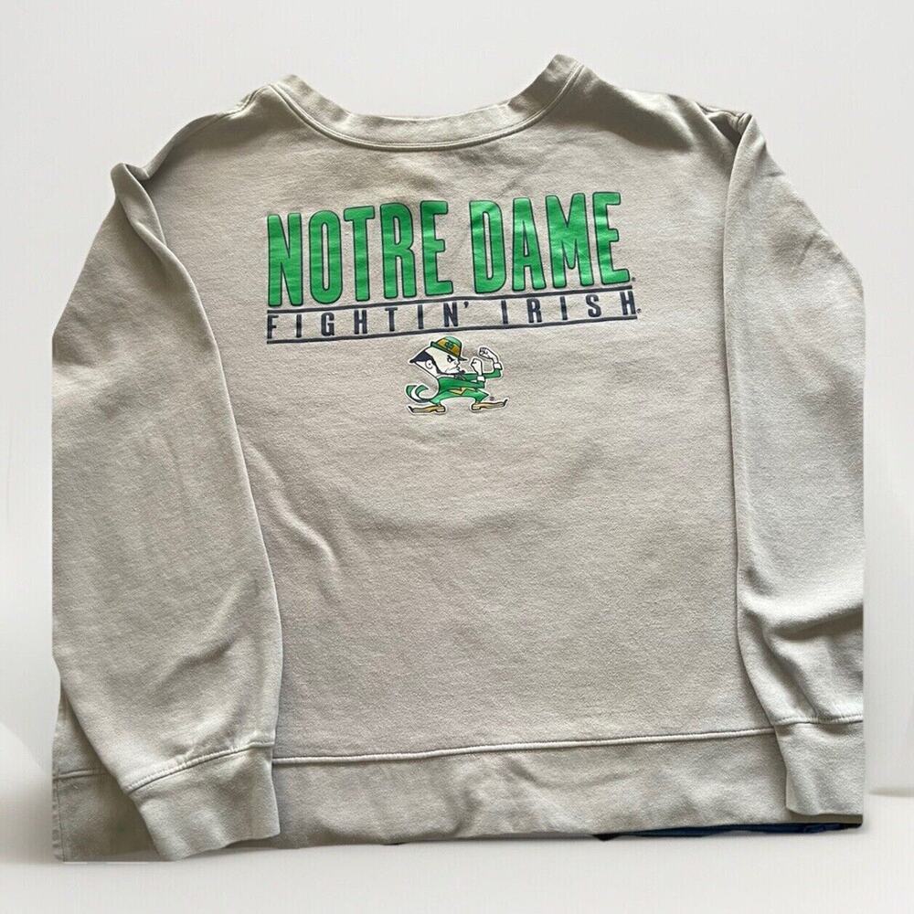 VTG Notre Dame Mens XL Crew Sweater ProEdge Green Fighting Irish Logo Football